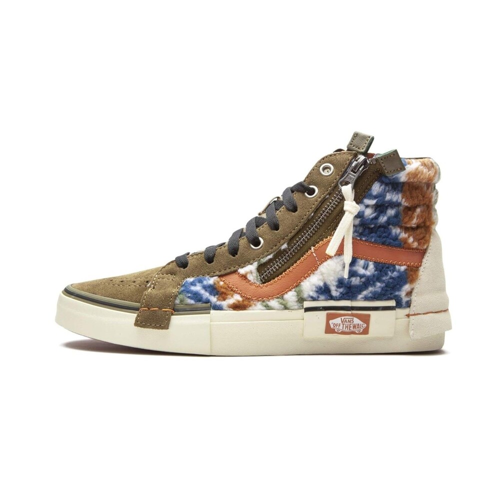 NEW Vans Sk8 Hi Reissue Faux Fur Mixed Material Olive Green Sneakers M 7.5 W 9